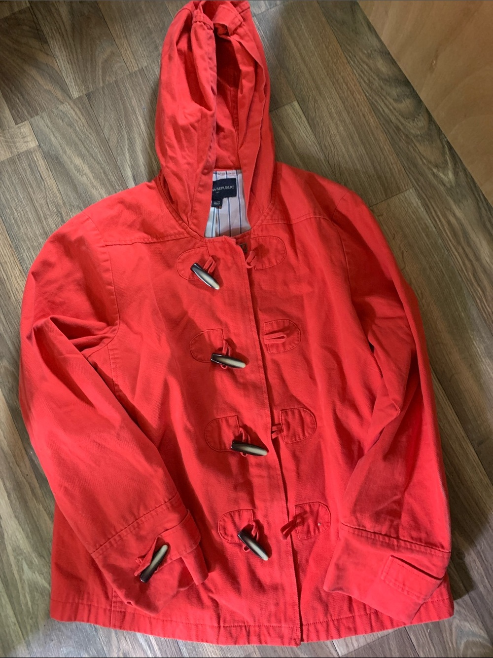 Banana Republic Red Hooded Toggle Cotton Jacket